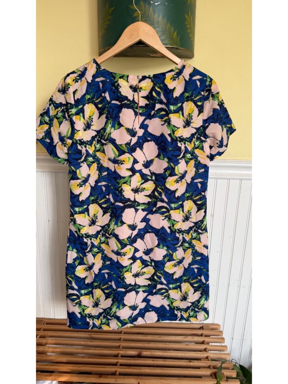 J. Crew Floral Print Shift Dress Pink/Blue/Green Size 4 Petite